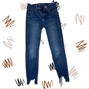 American Eagle Denim Cut Off Ankle Skinny Jeans